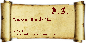 Mauker Benáta névjegykártya